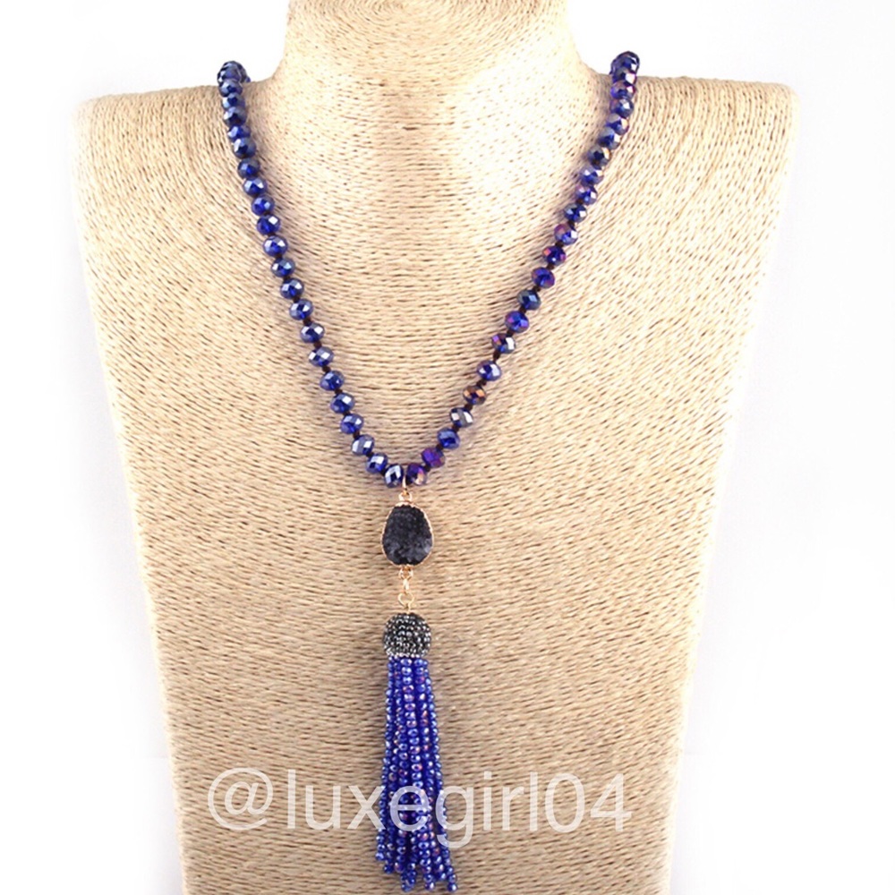 GORGEOUS Boho Long Druzy Crystal Tassel Necklaces! - Picture 4 of 6